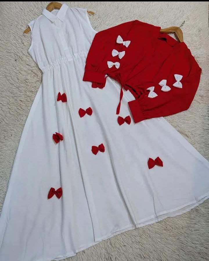 Bow style frock with shirt